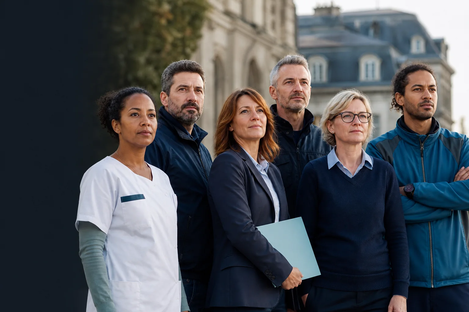 Des agentes et agents publics réunis avant une mobilisation