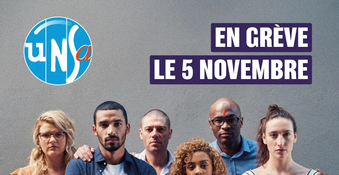 Visuel national de l’UNSA&nbsp;: en grève le 5 novembre